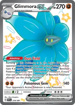 Glimmora ex Pokemon card from Paldean Fates, card number 218
