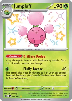 Jumpluff Pokemon card from Paldean Fates, card number 98
