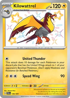 Kilowattrel Pokemon card from Paldean Fates, card number 146