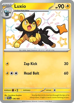Luxio Pokemon card from Paldean Fates, card number 136