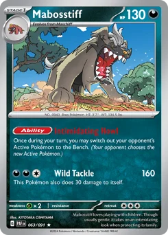 Mabosstiff Pokemon card from Paldean Fates, card number 63