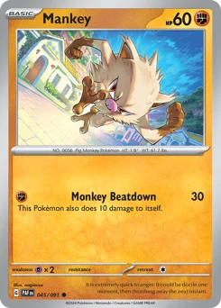 Mankey Pokemon card from Paldean Fates, card number 45