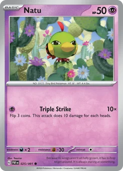 Natu Pokemon card from Paldean Fates, card number 25