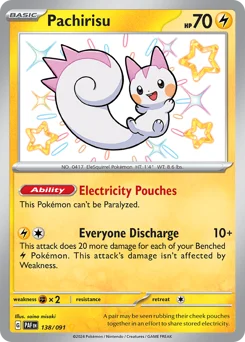 Pachirisu Pokemon card from Paldean Fates, card number 138