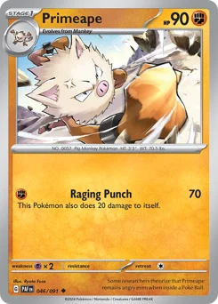 Primeape Pokemon card from Paldean Fates, card number 46
