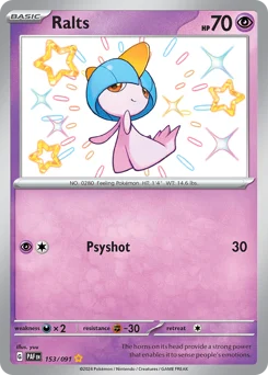 Ralts Pokemon card from Paldean Fates, card number 153