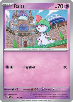 Ralts Pokemon card from Paldean Fates, card number 27