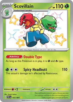 Scovillain Pokemon card from Paldean Fates, card number 107