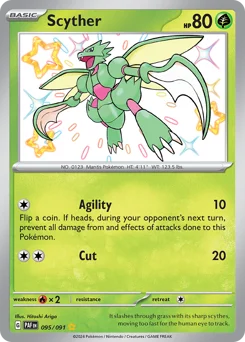 Scyther Pokemon card from Paldean Fates, card number 95