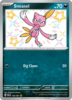 Sneasel Pokemon card from Paldean Fates, card number 182