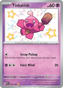 Tinkatink Pokemon card from Paldean Fates, card number 165