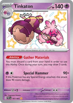 Tinkaton Pokemon card from Paldean Fates, card number 167
