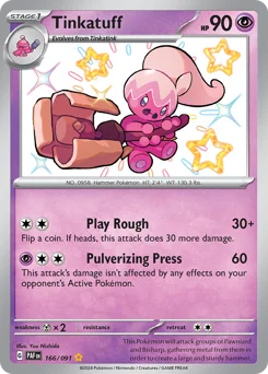 Tinkatuff Pokemon card from Paldean Fates, card number 166