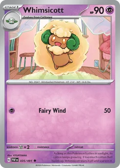 Whimsicott Pokemon card from Paldean Fates, card number 35