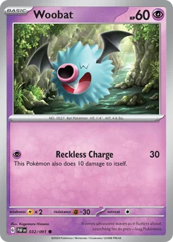 Woobat Pokemon card from Paldean Fates, card number 32