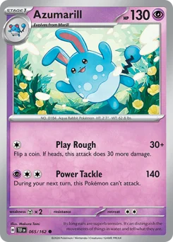 Azumarill Pokemon card from Temporal Forces, card number 65