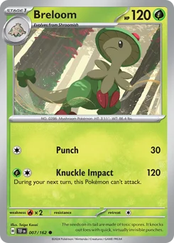 Breloom Pokemon card from Temporal Forces, card number 7