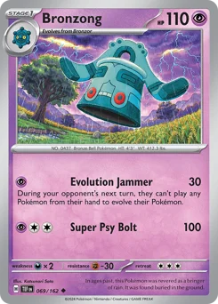 Bronzong Pokemon card from Temporal Forces, card number 69