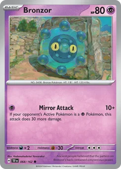 Bronzor Pokemon card from Temporal Forces, card number 68
