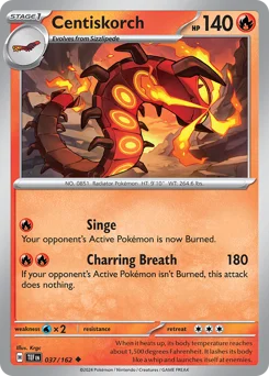 Centiskorch Pokemon card from Temporal Forces, card number 37