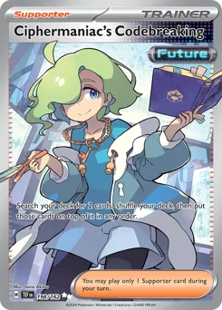 Ciphermaniac's Codebreaking Pokemon card from Temporal Forces, card number 198