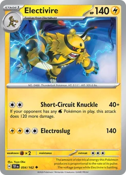 Electivire Pokemon card from Temporal Forces, card number 54