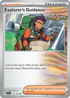 Explorer's Guidance Pokemon card from Temporal Forces, card number 147