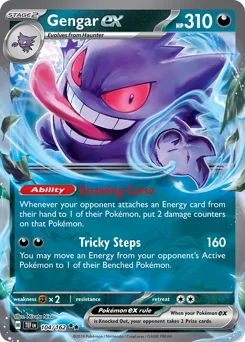 Gengar ex Pokemon card from Temporal Forces, card number 104