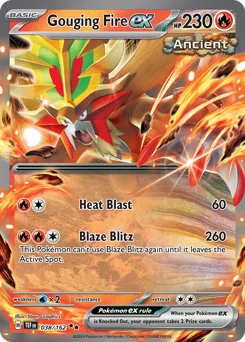 Gouging Fire ex Pokemon card from Temporal Forces, card number 38