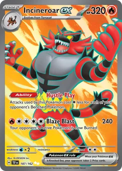 Incineroar ex Pokemon card from Temporal Forces, card number 187