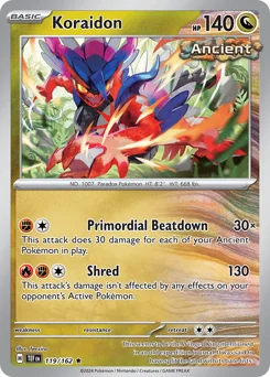 Koraidon Pokemon card from Temporal Forces, card number 119