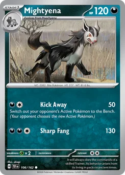 Mightyena Pokemon card from Temporal Forces, card number 106
