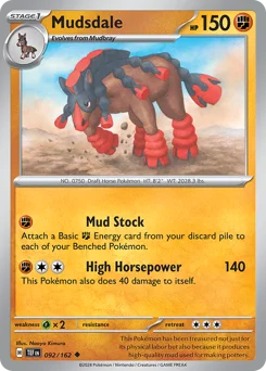 Mudsdale Pokemon card from Temporal Forces, card number 92