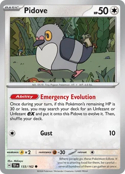 Pidove Pokemon card from Temporal Forces, card number 133