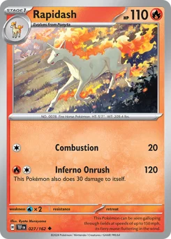 Rapidash Pokemon card from Temporal Forces, card number 27
