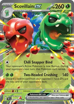 Scovillain ex Pokemon card from Temporal Forces, card number 22