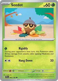 Seedot Pokemon card from Temporal Forces, card number 3