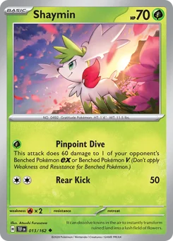 Shaymin Pokemon card from Temporal Forces, card number 13