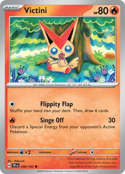 Victini Pokemon card from Temporal Forces, card number 30