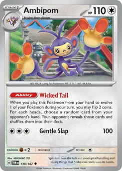 Ambipom Pokemon card from Twilight Masquerade, card number 138