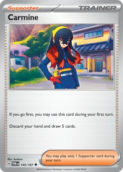 Carmine Pokemon card from Twilight Masquerade, card number 145