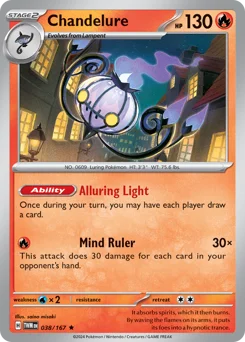 Chandelure Pokemon card from Twilight Masquerade, card number 38