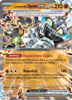 Cornerstone Mask Ogerpon ex Pokemon card from Twilight Masquerade, card number 112