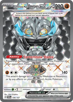 Cornerstone Mask Ogerpon ex Pokemon card from Twilight Masquerade, card number 199