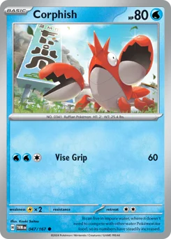 Corphish Pokemon card from Twilight Masquerade, card number 47