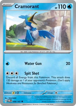 Cramorant Pokemon card from Twilight Masquerade, card number 58