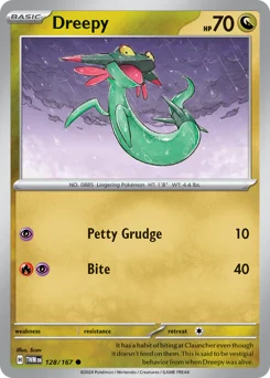 Dreepy Pokemon card from Twilight Masquerade, card number 128