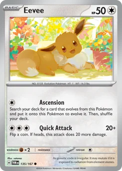 Eevee Pokemon card from Twilight Masquerade, card number 135