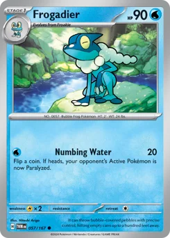 Frogadier Pokemon card from Twilight Masquerade, card number 57