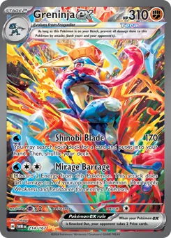 Greninja ex Pokemon card from Twilight Masquerade, card number 214